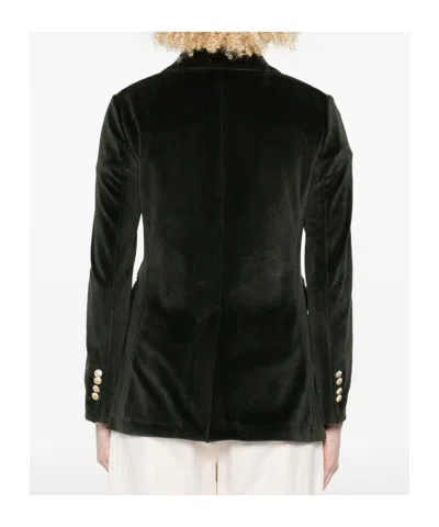 Circolo 1901 Double-breasted Velvet Jacket Featuring Pockets In Green