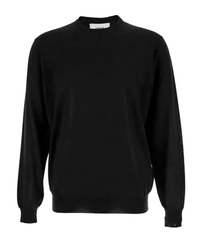 Lardini Classic Virgin Wool Crew Neck Sweater In Black
