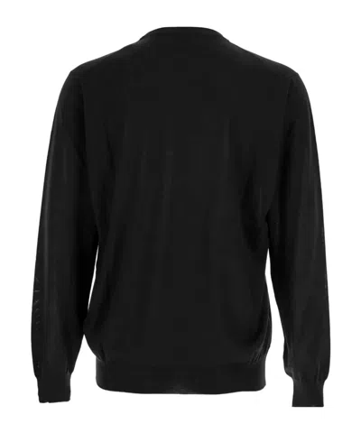 Lardini Classic Virgin Wool Crew Neck Sweater In Black