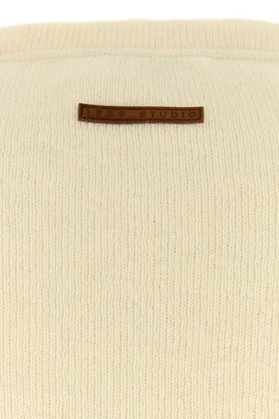 1989 Studio Ribbed Sweater With Slits And Button Detail In White