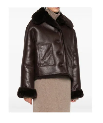 David Koma Fur-trimmed Leather Jacket In Brown