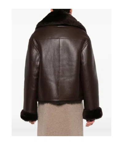 David Koma Fur-trimmed Leather Jacket In Brown