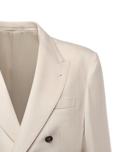 Eleventy Double-breasted Wool Jacket In Brown