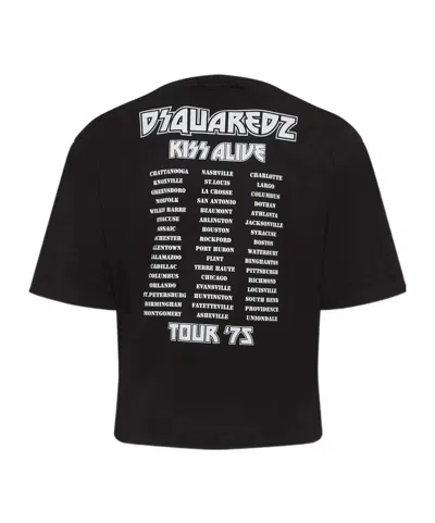 Dsquared2 X Kiss Pressato Cropped Breezy Fit T-shirt In Black