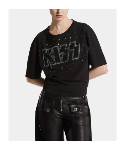 Dsquared2 X Kiss Pressato Cropped Breezy Fit T-shirt In Black
