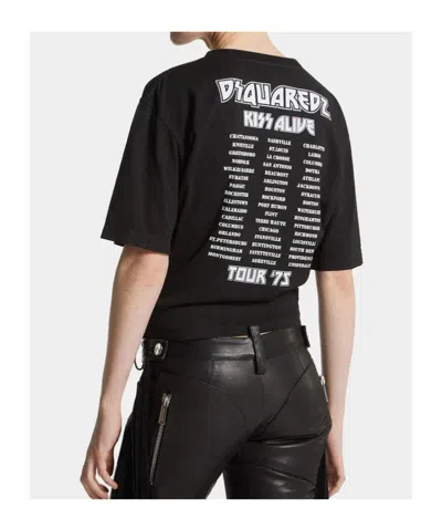 Dsquared2 X Kiss Pressato Cropped Breezy Fit T-shirt In Black