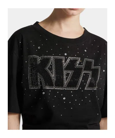 Dsquared2 X Kiss Pressato Cropped Breezy Fit T-shirt In Black
