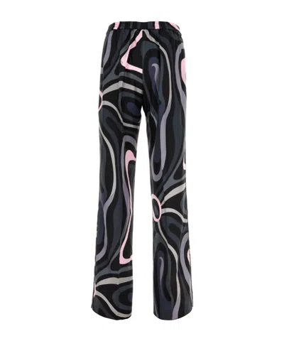 Pucci Abstract Pattern High Waist Wide Leg Trousers In Blue