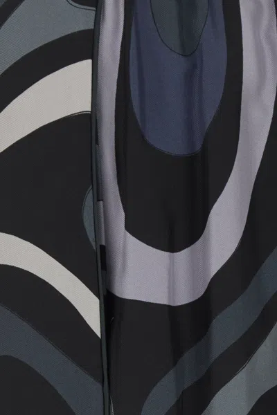 Pucci Abstract Pattern High Waist Wide Leg Trousers In Blue