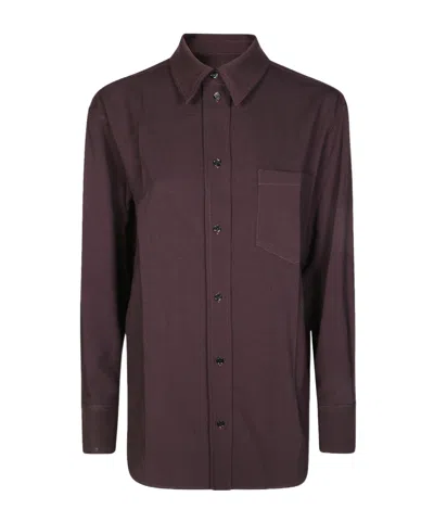 Victoria Beckham Classic White Shirt With Tailored Fit In Burgundy