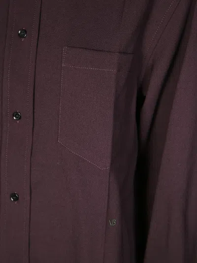 Victoria Beckham Classic White Shirt With Tailored Fit In Burgundy