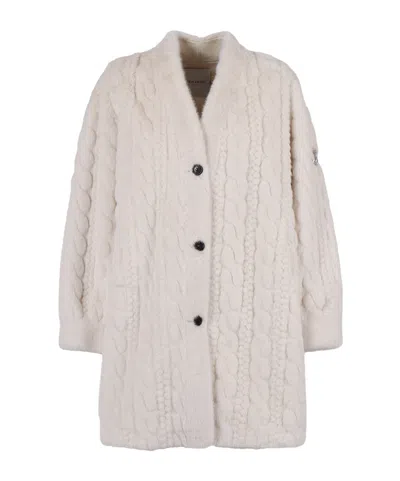 Ermanno Scervino Minimalist Long Coat With Classic Collar And Straight Silhouette In Yellow