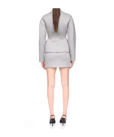 David Koma Crystal Brooch Detail Peplum Top In Gray