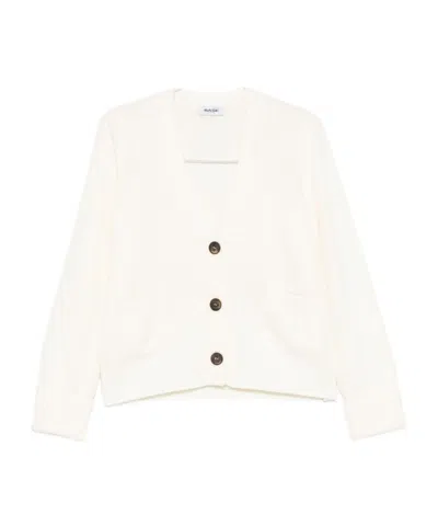 Baserange V-neck Long-sleeved Cardigan In White