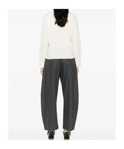 Baserange V-neck Long-sleeved Cardigan In White