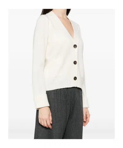 Baserange V-neck Long-sleeved Cardigan In White