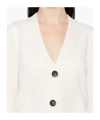 Baserange V-neck Long-sleeved Cardigan In White