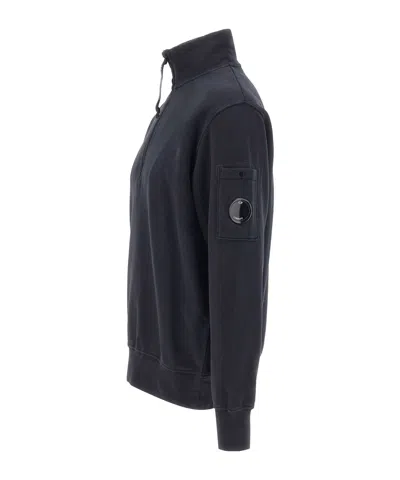 C.p. Company Half-zip Pocket-sleeve Sweatshirt In Blue