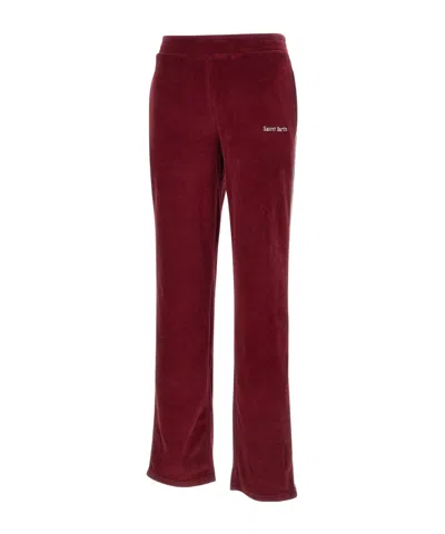 Mc2 Saint Barth Yvonne Embroidered-logo Track Pants In Burgundy
