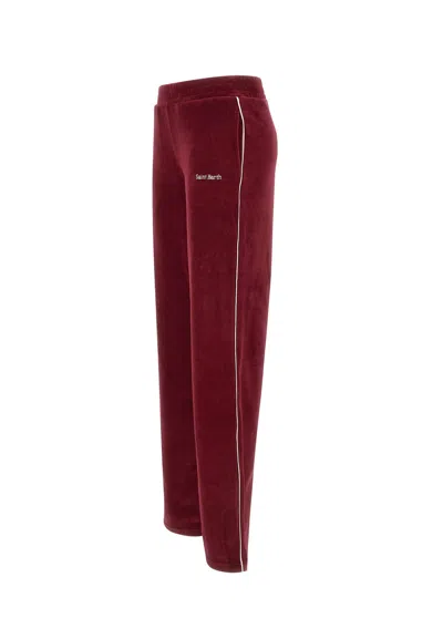 Mc2 Saint Barth Yvonne Embroidered-logo Track Pants In Burgundy