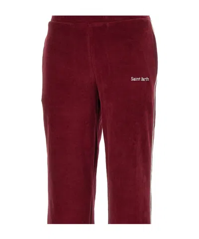 Mc2 Saint Barth Yvonne Embroidered-logo Track Pants In Burgundy