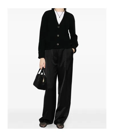 Baserange V-neck Long-sleeved Cardigan In Black