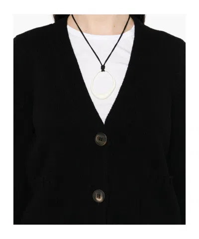 Baserange V-neck Long-sleeved Cardigan In Black