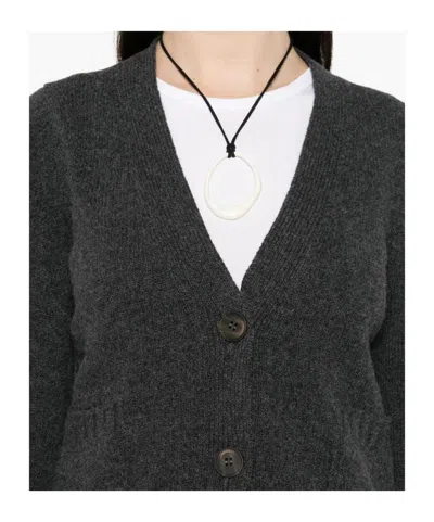 Baserange V-neck Long-sleeved Cardigan In Gray