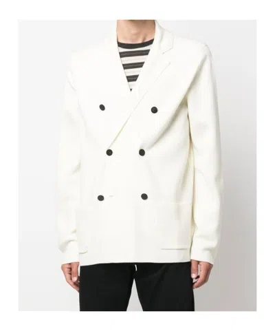 Drumohr Double-breasted Merino Wool Cardigan In White