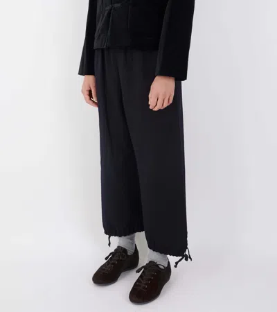 Comme Des Garçons Polyester Elastic Hem Pants In Blue
