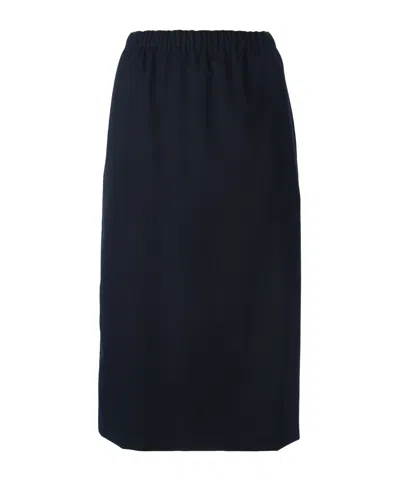 Comme Des Garçons Elasticated-waistband Midi Skirt In Blue