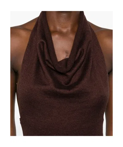 Aya Muse Reed Halterneck Maxi Dress In Brown