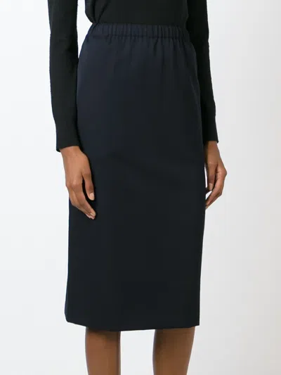 Comme Des Garçons Elasticated-waistband Midi Skirt In Blue