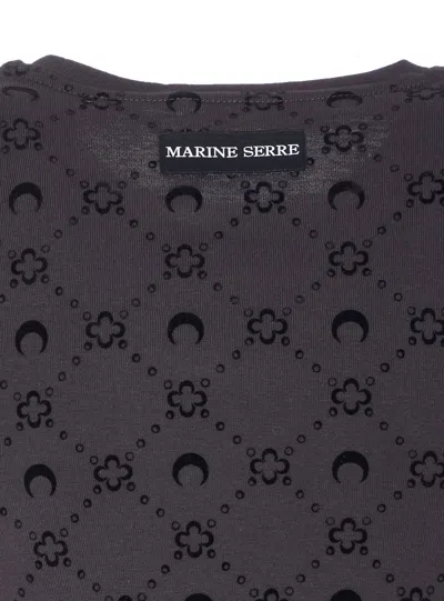 Marine Serre Moon Logo Patterned Crewneck Short Sleeve Top In Purple