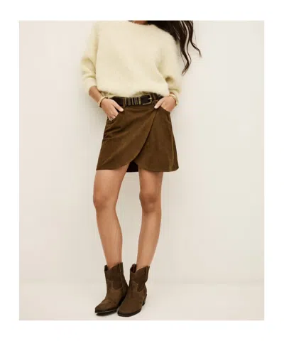 Bash Asymmetric Cut Skirt In Brown