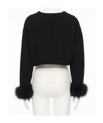 Valentino Cashmere Jumper With Feathers In Black