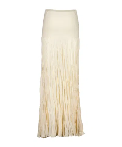 Johanna Ortiz Ribbed-waist Pleated Maxi Skirt In White