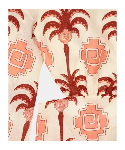 Johanna Ortiz Wave After Wave Palm-tree Print Open-neck Mini Dress In Multi