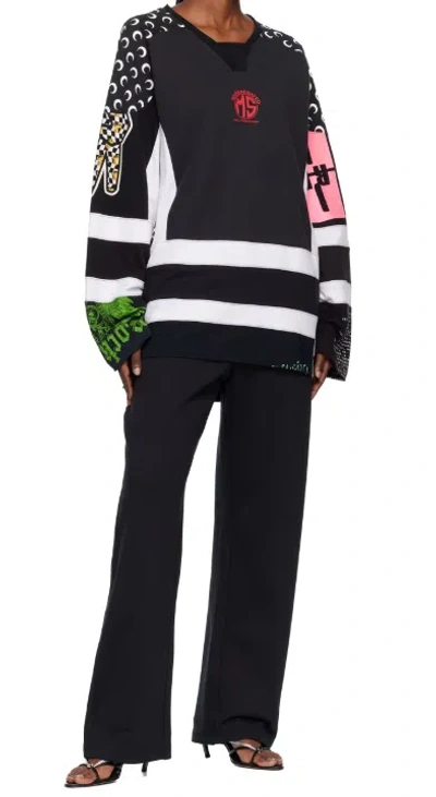 Marine Serre Regenerated Graphic Jersey Ls Hockey T-shirt In Multi