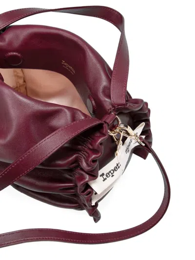Repetto Small Opéra Ruched Calf-leather Shoulder Bag In Burgundy