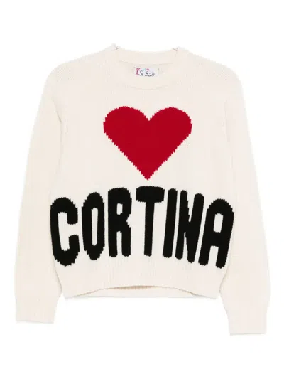 Mc2 Saint Barth Kyla Heart Intarsia Sweater In Neutral