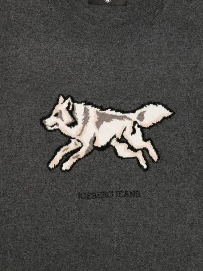 Iceberg Wolf-detail Sweater In Gray