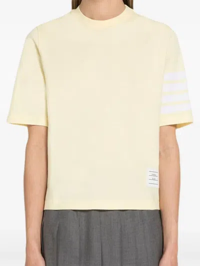 Thom Browne Short Sleeve Jersey T-shirt With Four Bar Stripe In Yellow