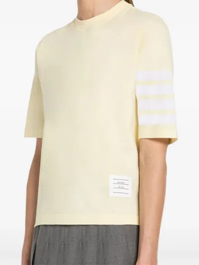 Thom Browne Short Sleeve Jersey T-shirt With Four Bar Stripe In Yellow