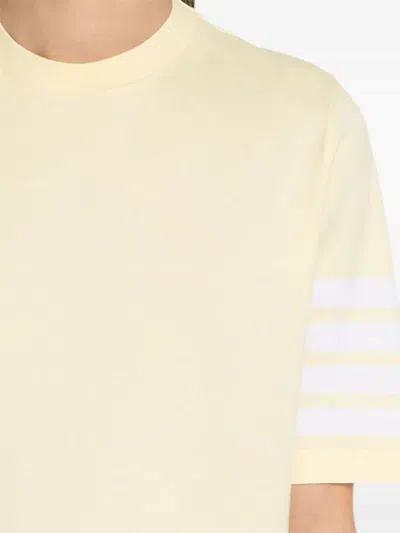Thom Browne Short Sleeve Jersey T-shirt With Four Bar Stripe In Yellow