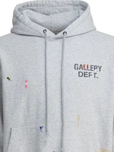 Gallery Dept. Logo-print Paint-splattered Cotton-jersey Hoodie In White