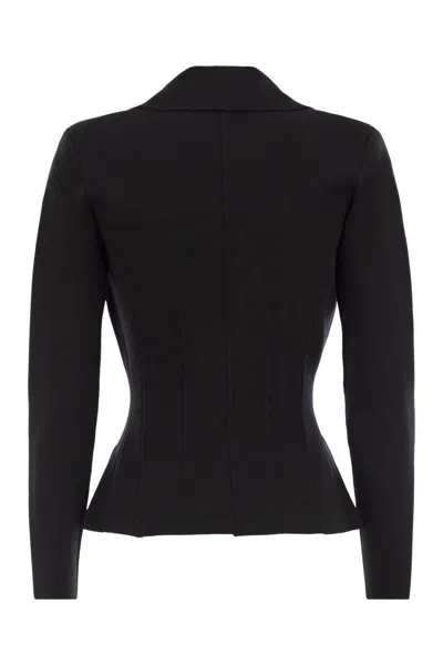 Elisabetta Franchi Wool Fabric Jacket In Black