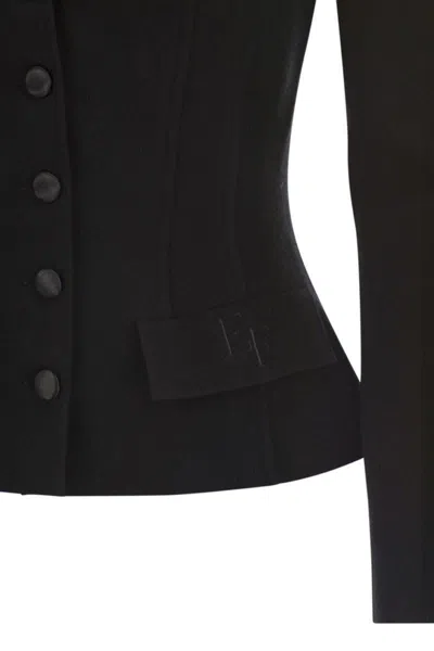 Elisabetta Franchi Wool Fabric Jacket In Black