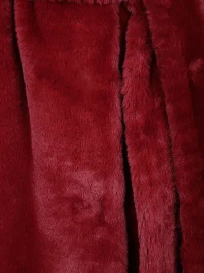 Herno Dropped Shoulder Faux Fur Coat In Red