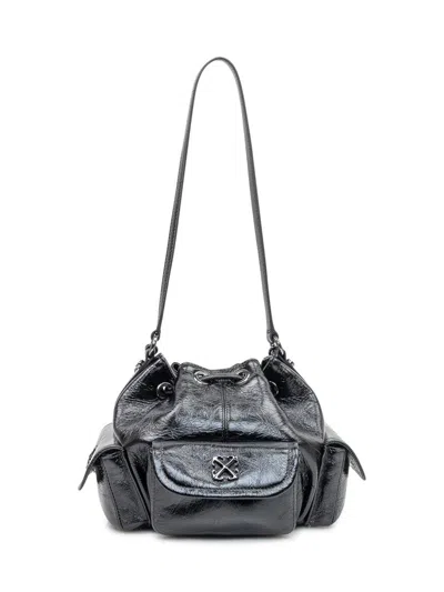 Off-white Chain Strap Bucket Bag Pockets In Black